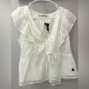 Abercrombie & Fitch White Ruffle Blouse